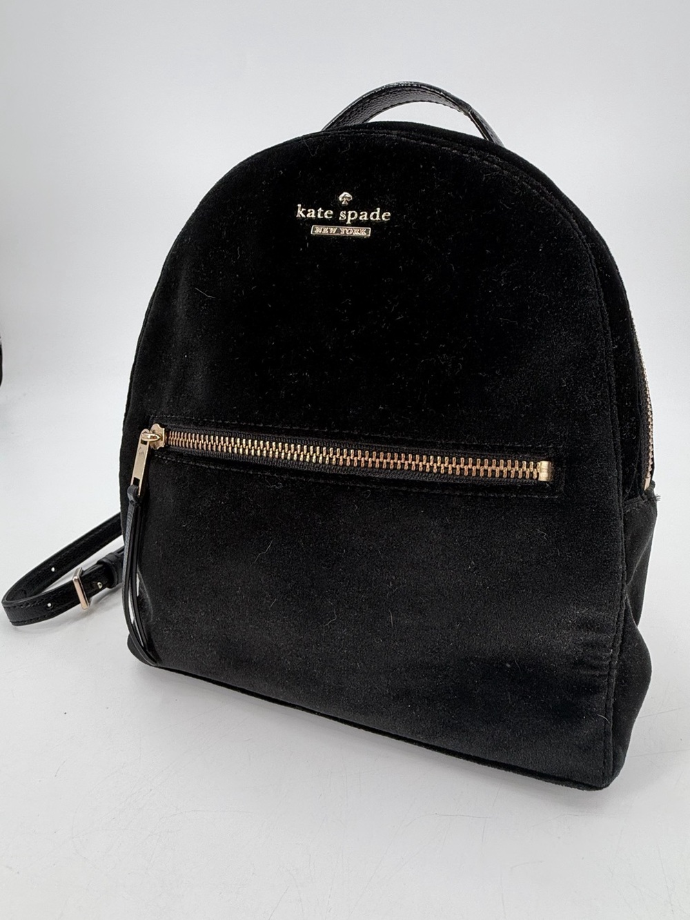 Kate Spade Black Velvet Mini Backpack Bag